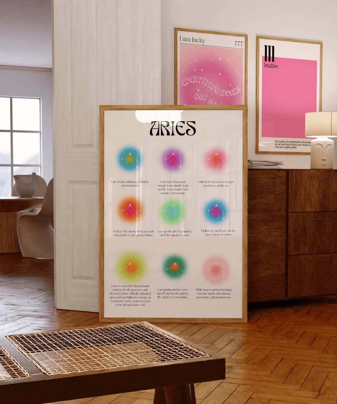 Aries Zodiac Affirmation Aura Constellation Spiritual Wall Art