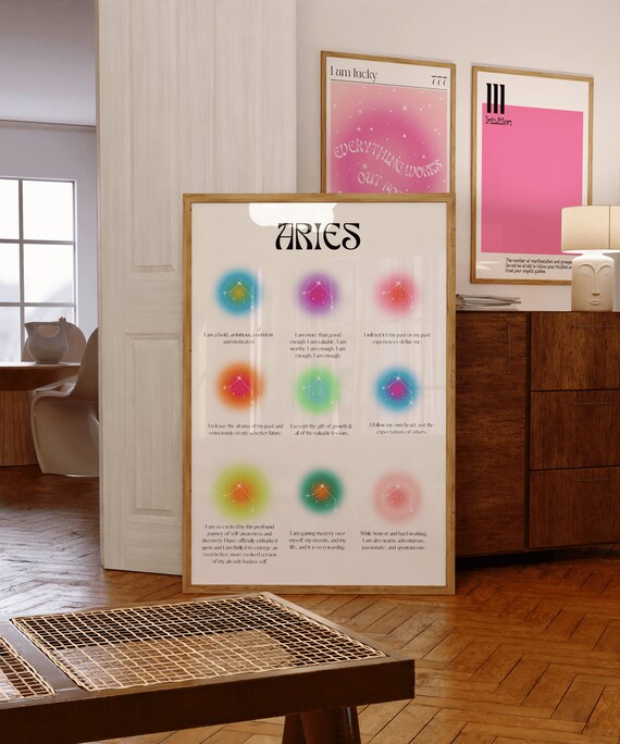 Aries Zodiac Affirmation Aura Constellation Spiritual Wall Art