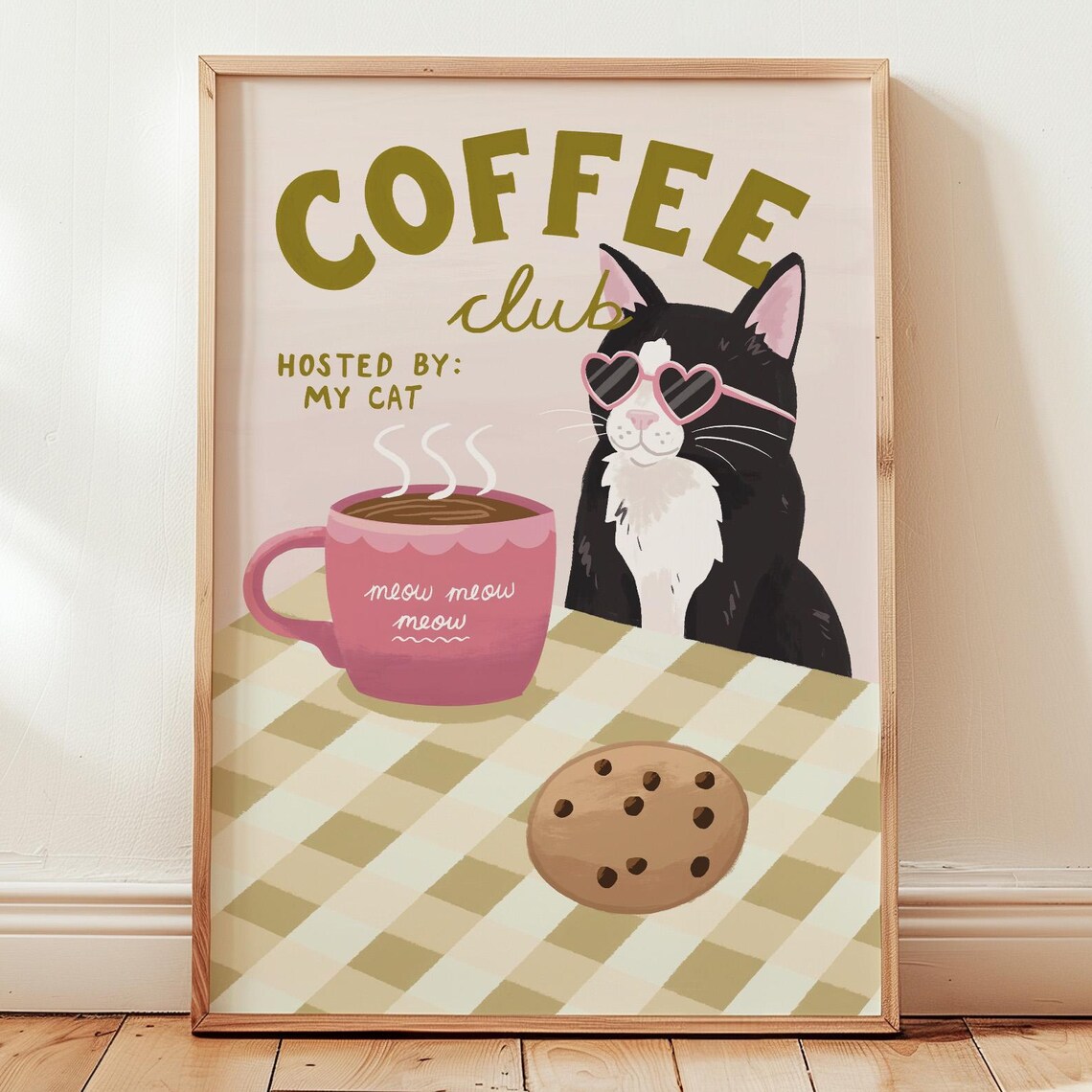 Coffee Cat Funny Kitchen Club Poster Print