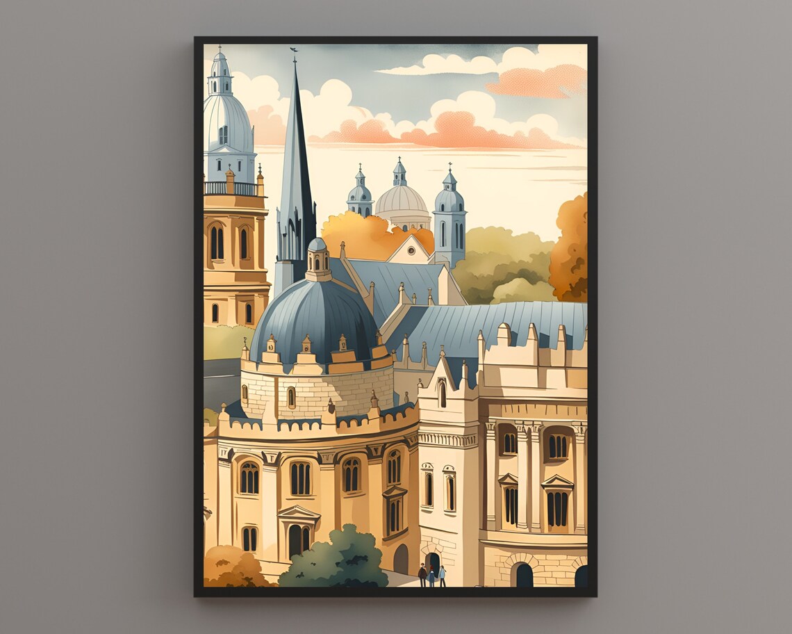 Oxford Historic Spires And Domes University City Travel Poster