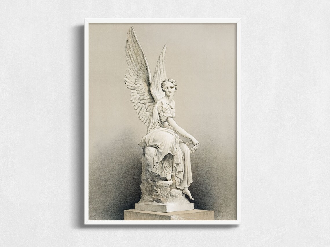 Vintage Roman Bust Statue Angel Gallery Art Print