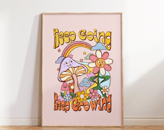 Cute Retro Wall Print Retro 70s Print Inspirational Print Wall Decor Hippie Poster Housewarming Gift Trendy Poster