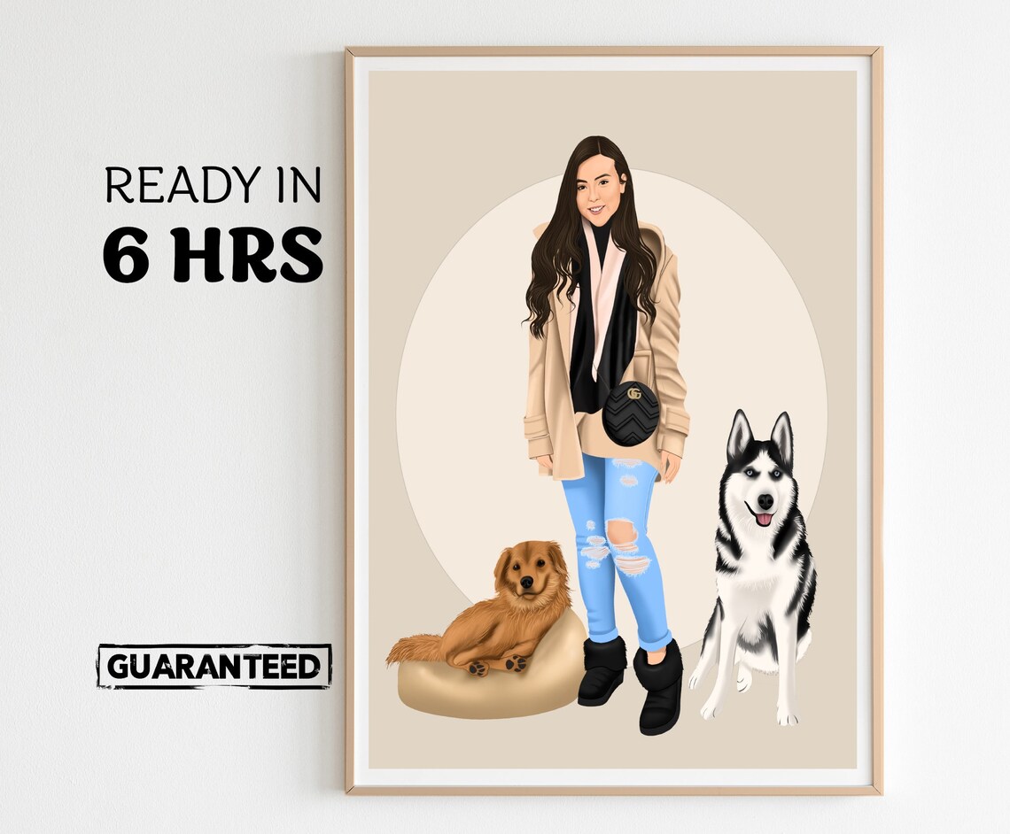 Custom Faceless Pet Portrait, Dog and Cat Art Print
