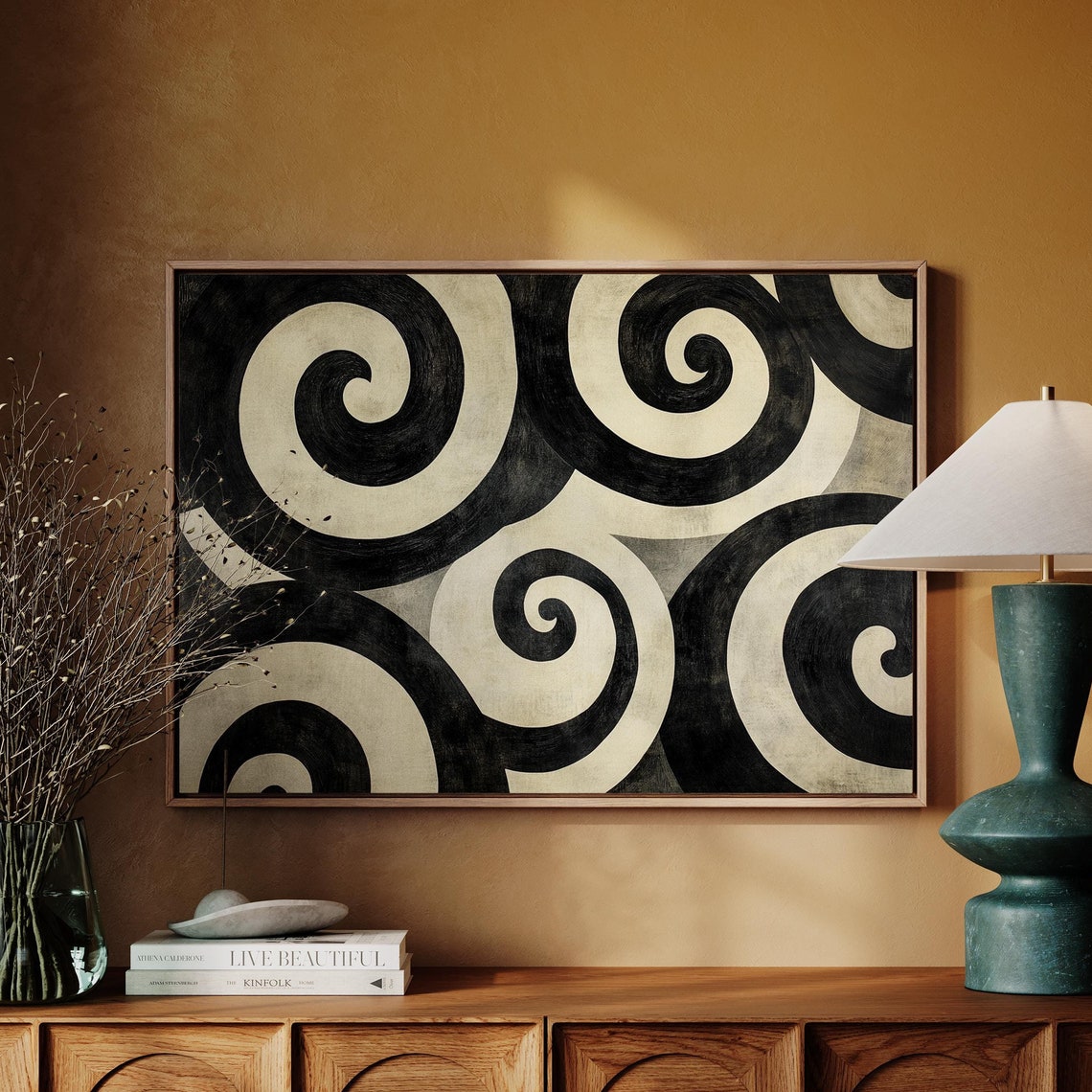 Abstract Black And White Spiral Pattern