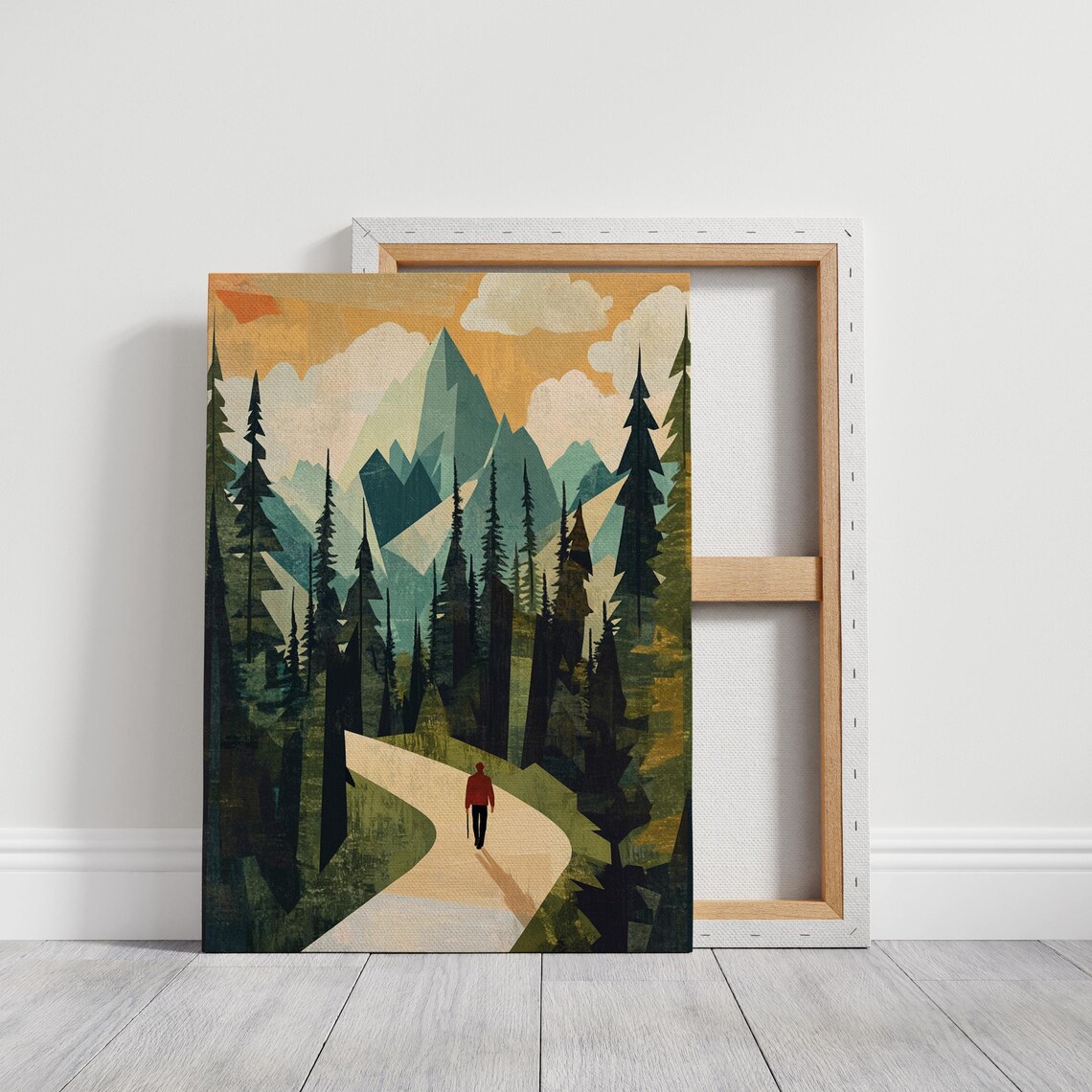 Adventure Inspired Hiking Print, Modern Mountain Artwork
