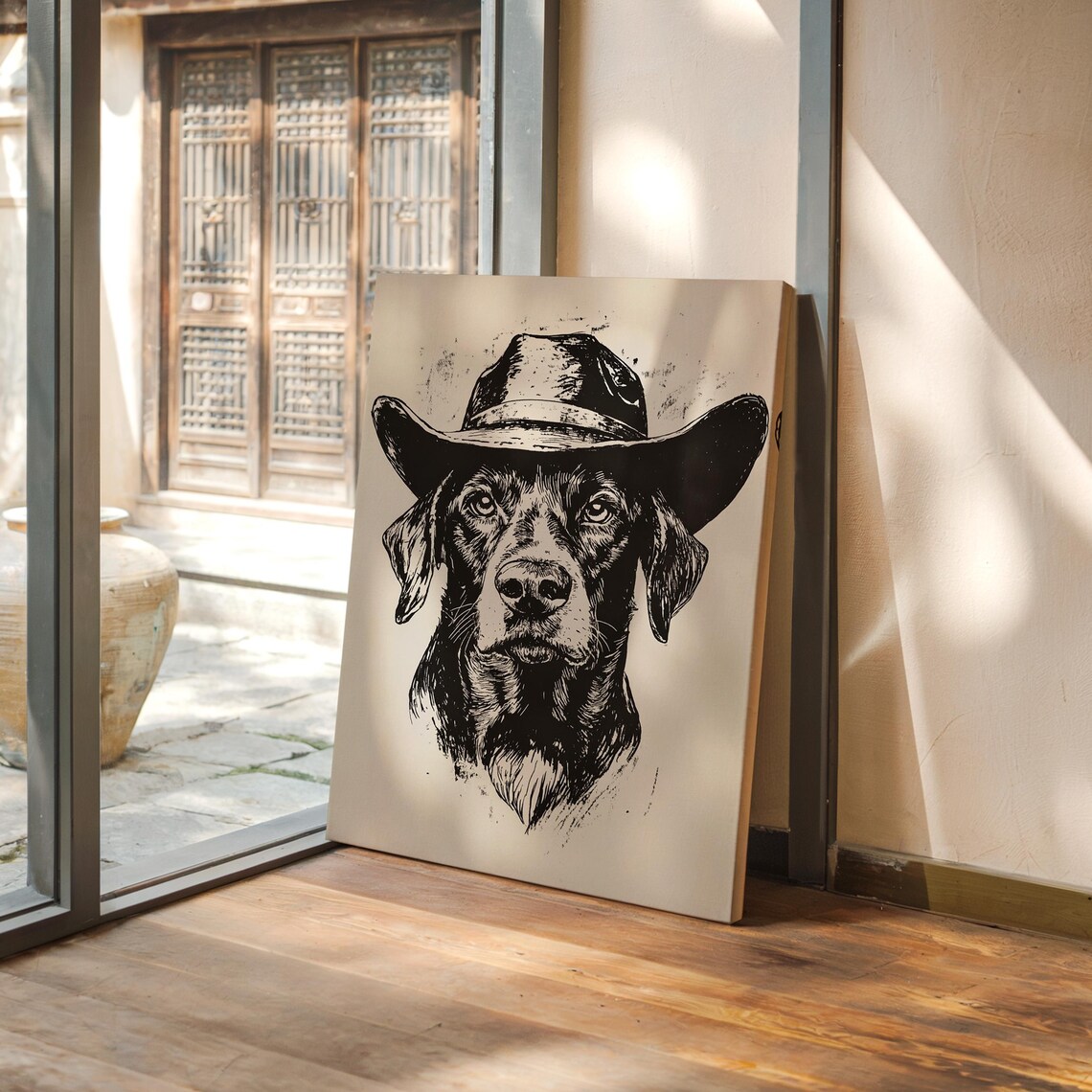 Cowboy Dog - Western Ranch Rustic Dog Illustration