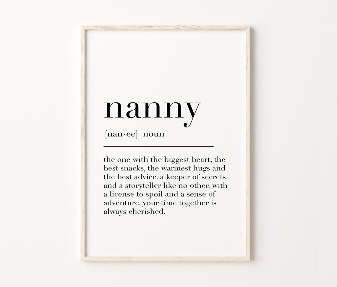 Nanny Definition Heartfelt Grandmother Gift Dictionary Word Poster - Image 3