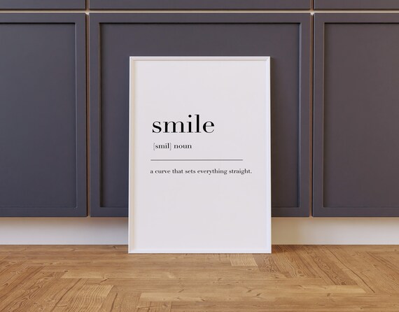 Smile Smile Print Smile Poster Smile Sign Smile Definition Print Smile Gift Smile Quote Smile Dictionary Art Print