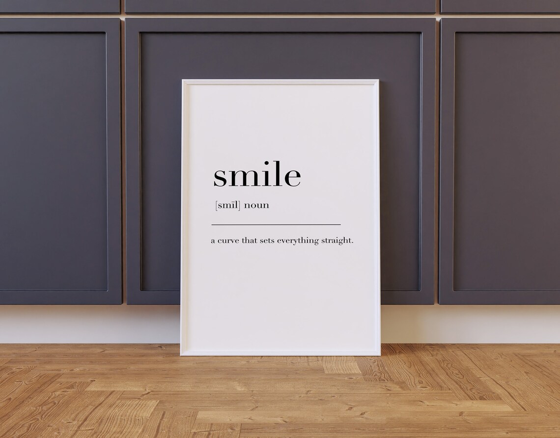 Smile Smile Print Smile Poster Smile Sign Smile Definition Print Smile Gift Smile Quote Smile Dictionary Art Print