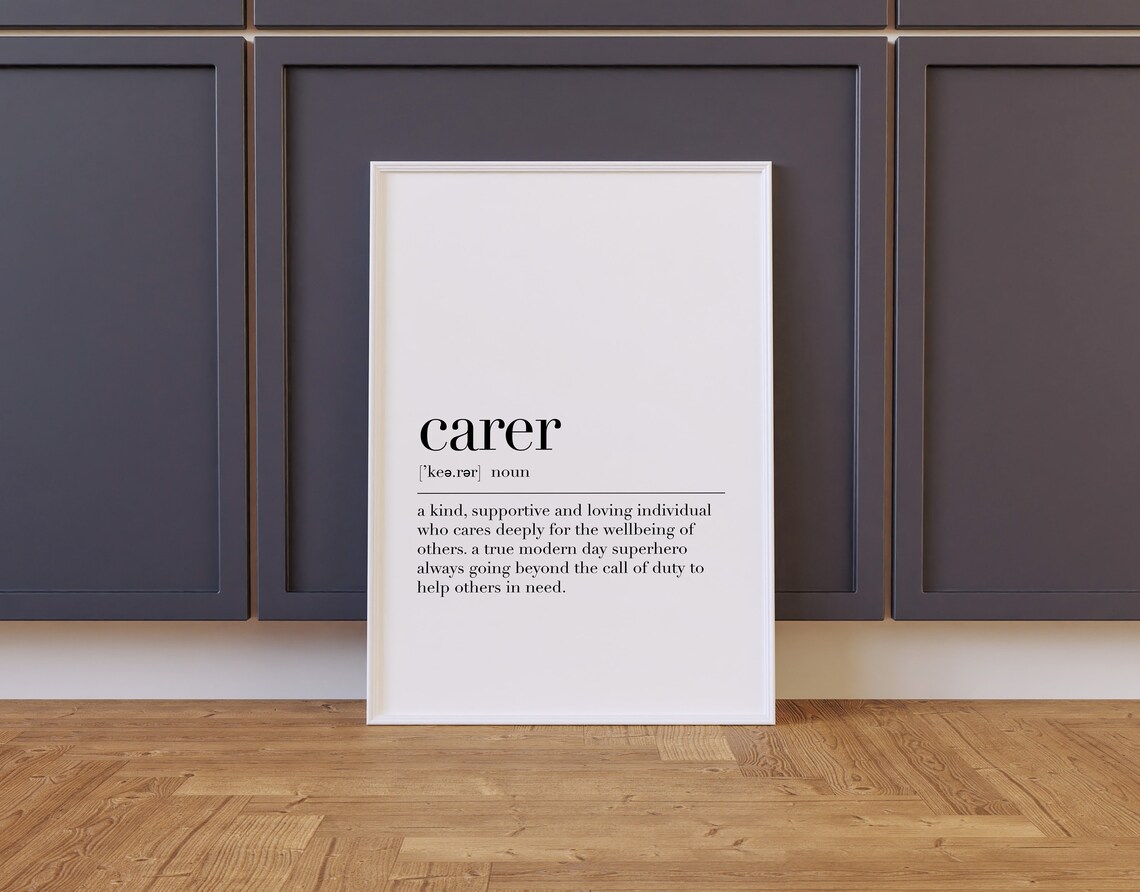 Carer Definition Poster Carer Print Carer Quote Wall Art Gift For Family Wall Decor Inspirational Print Modern Art - Image 2