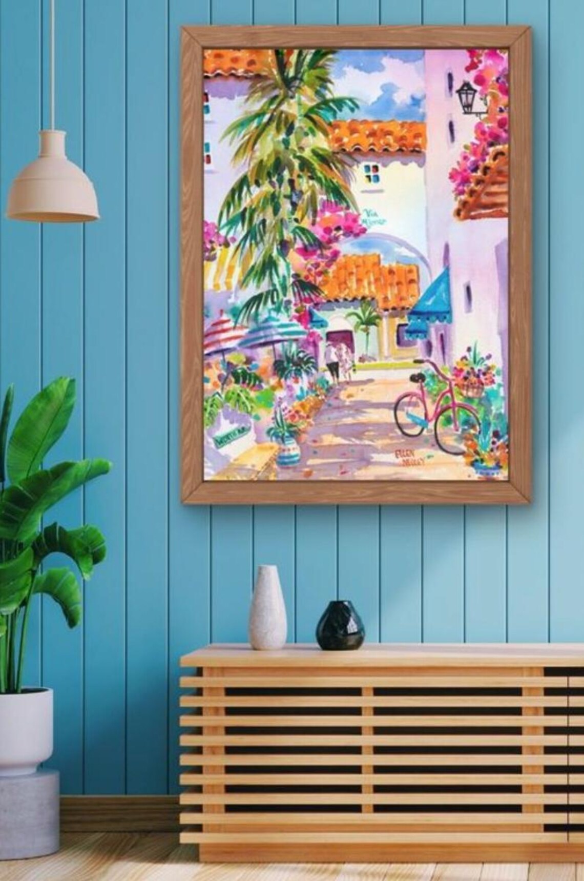 Palm Beach Florida Bicycle Art Print, Via Mizner - Image 2