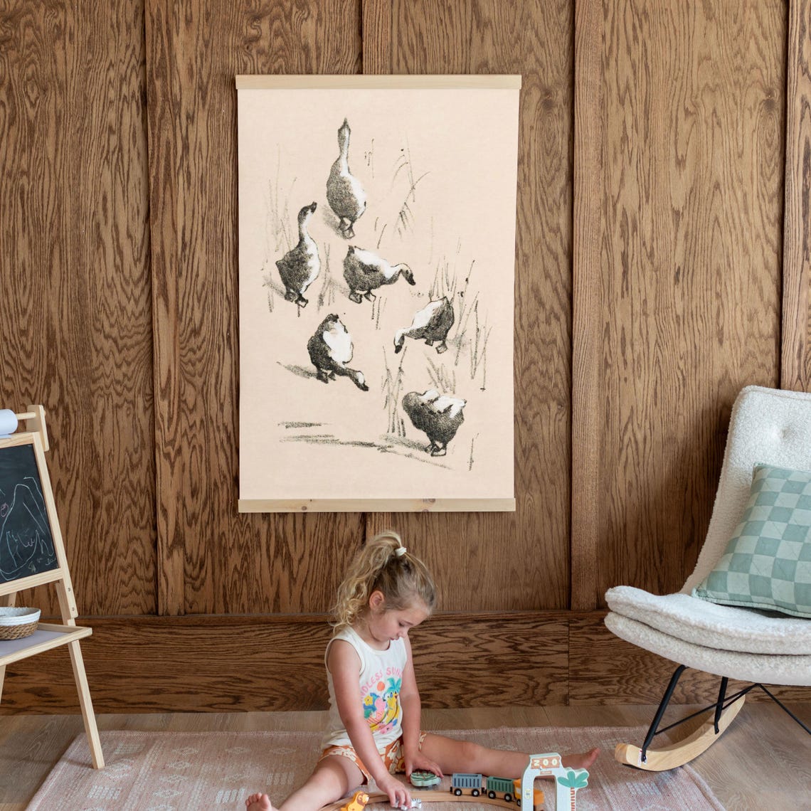 Flock of Geese Vintage Ink Sketch Rustic Farmhouse Nursery Poster - Image 3