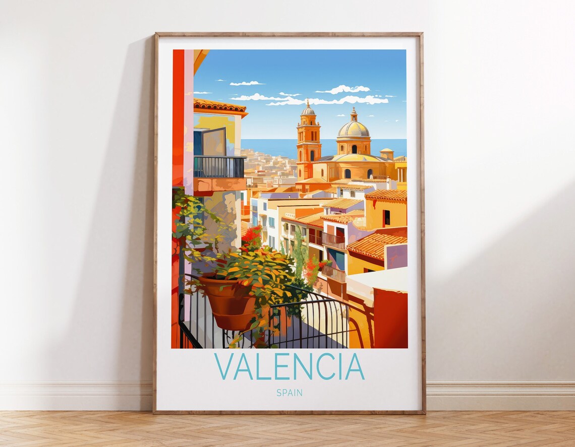 Valencia Spain Travel Poster, Europe Wall Art Print