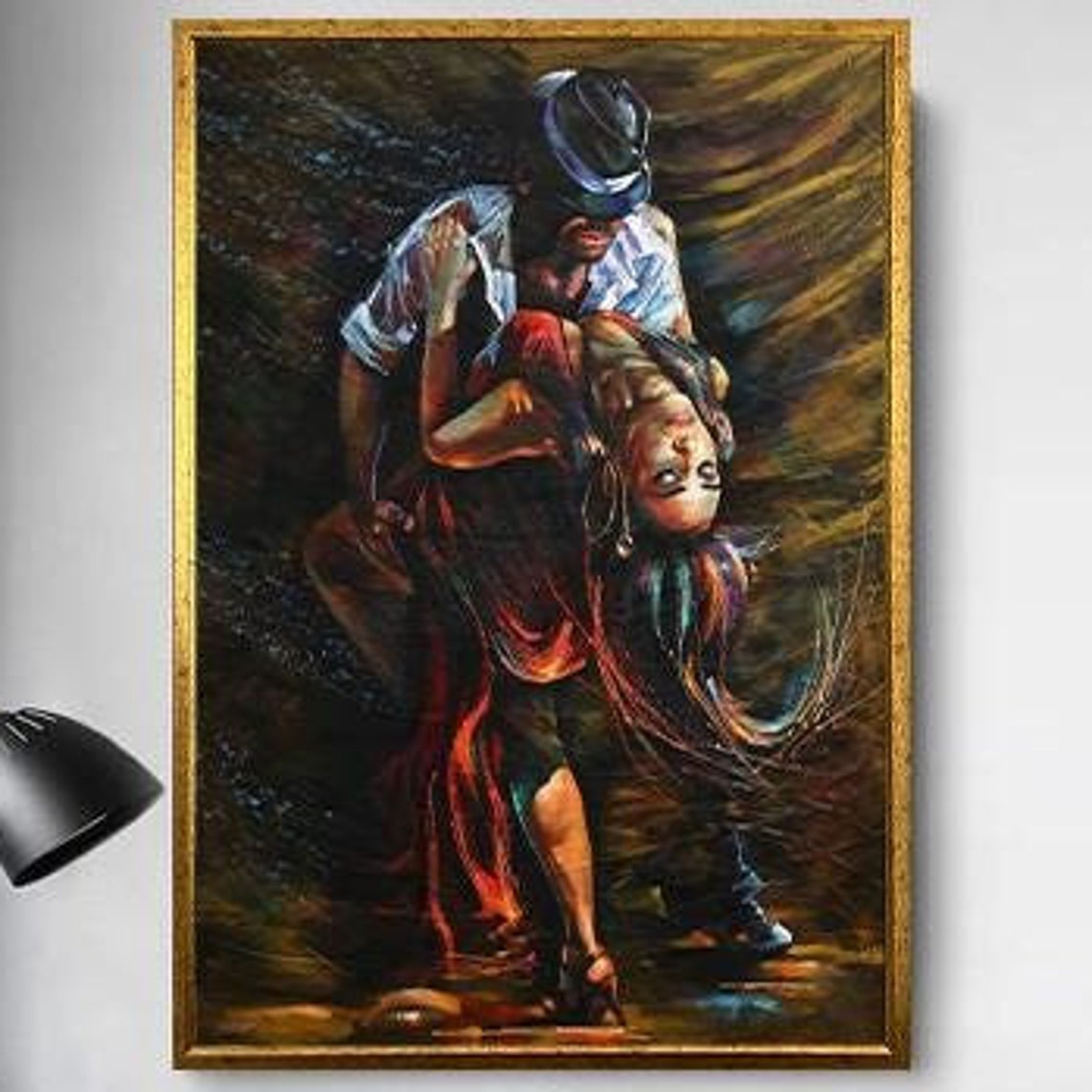 Romantic Tango Dip in Flowing Red Dress Dramatic Dance Poster - Image 5