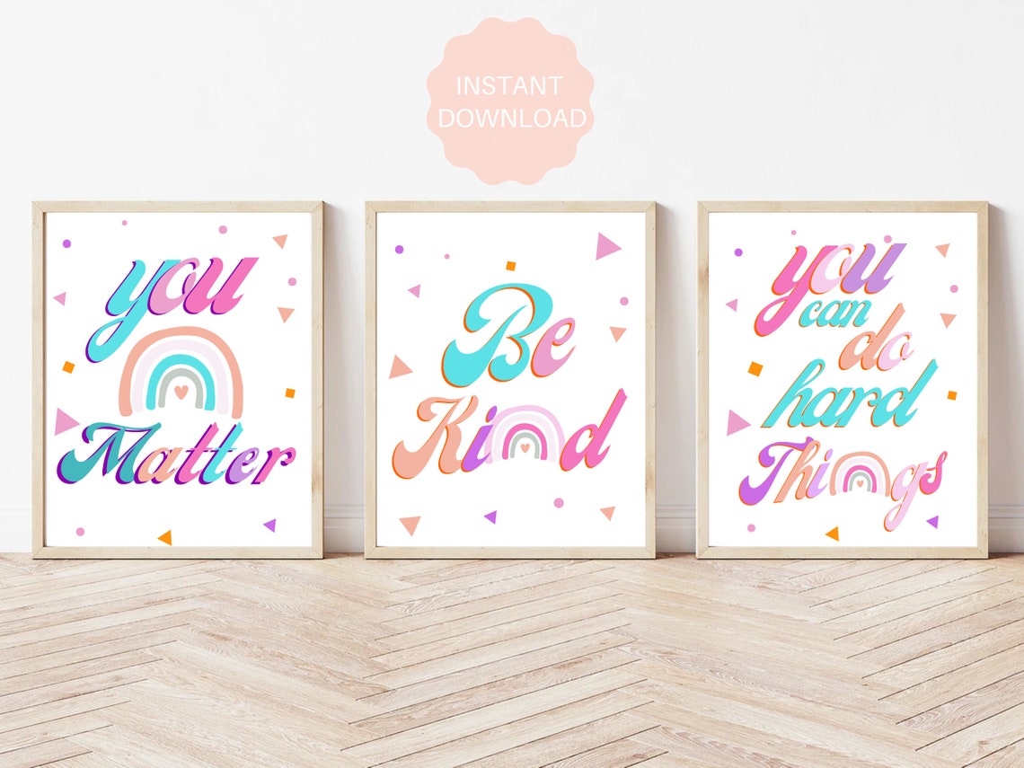 Be Kind Pastel Retro Script Rainbow Typography Positivity Poster - Image 7