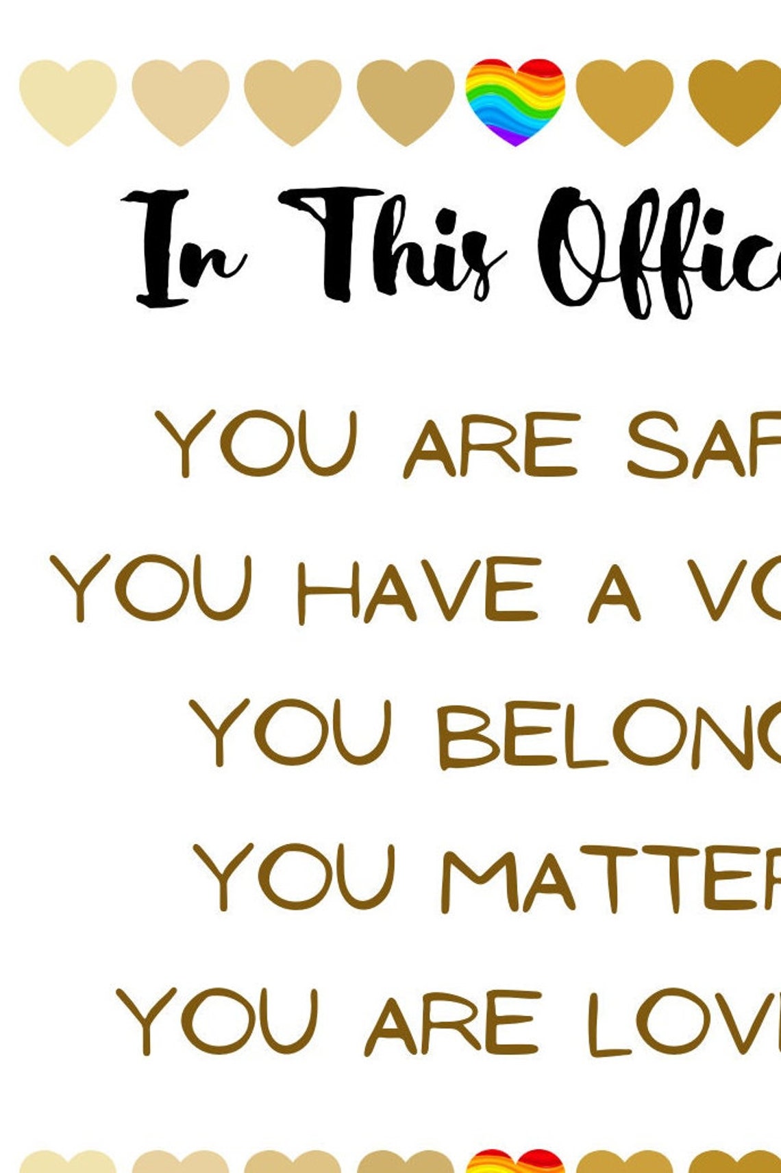In This Office You Are Safe Affirmations Gold Typography Sign Poster - Image 4