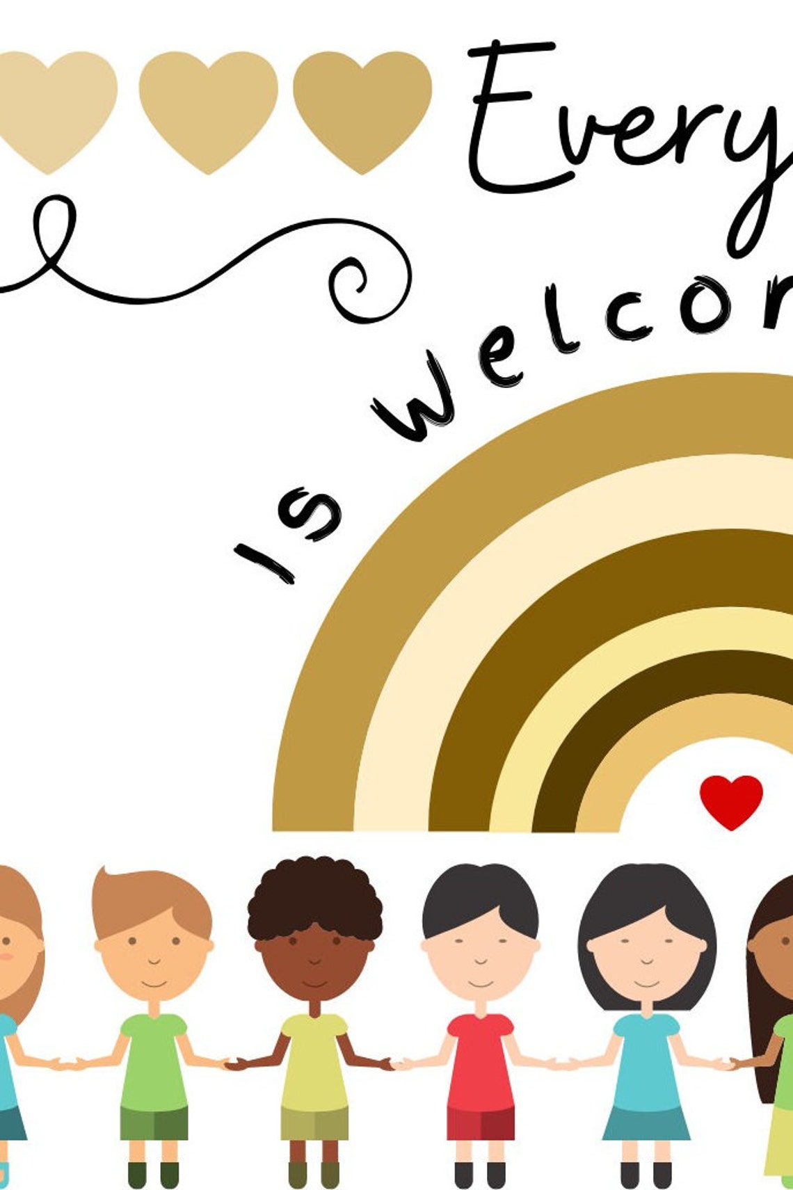 Everyone Is Welcome Here Kids Diversity Rainbow Classroom Poster - Image 4