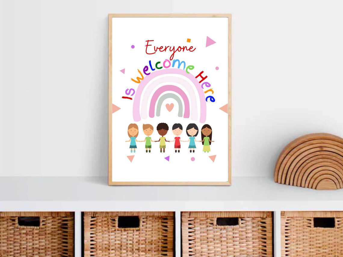 Everyone Is Welcome Here Boho Diversity Poster - Image 2