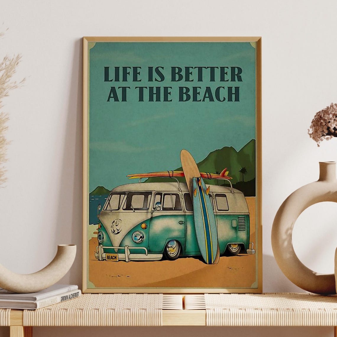 Surfing Camping Car Wall Art Life Is Better At The Beach Unframed Poster Vintage Surfing Gift Surfing Lover Gift Idea