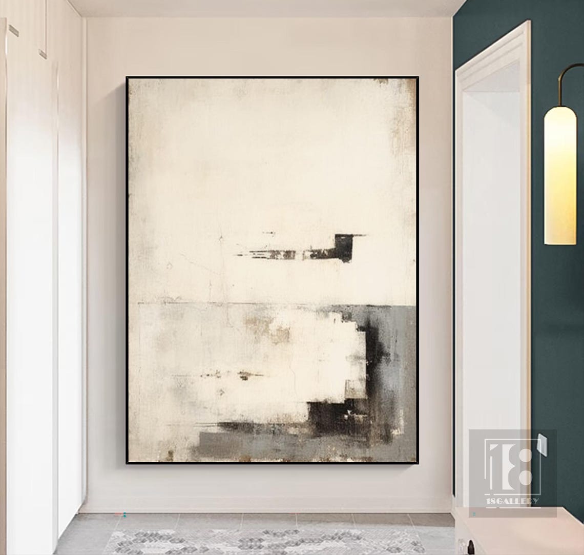 Faint Ink Strokes on Ivory With Soft Gray Wash Minimalist Art Poster - Image 3