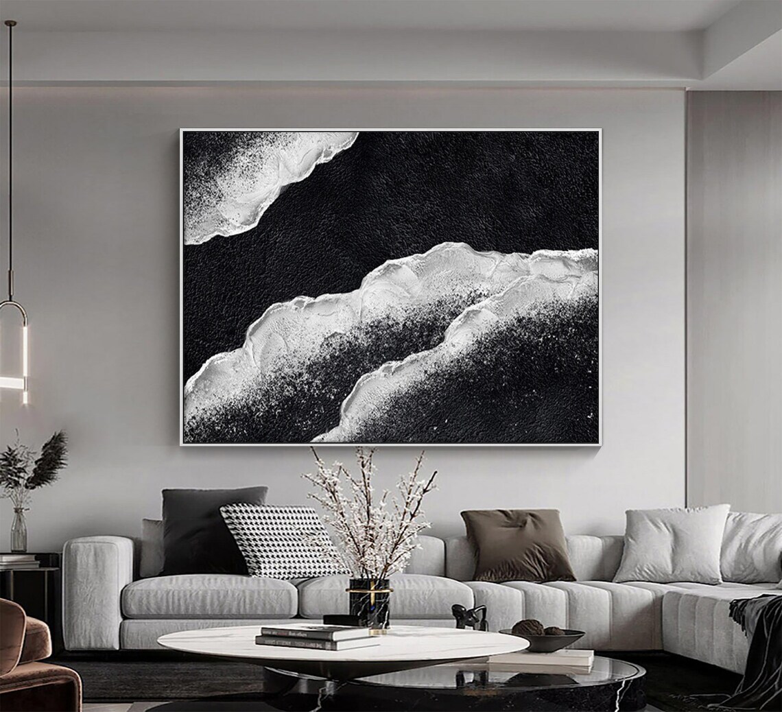 Black White Textured Wall Art Black White Abstract Art Black White Painting Black White Wall Art Black White 3d Textured Wall Art - Image 3