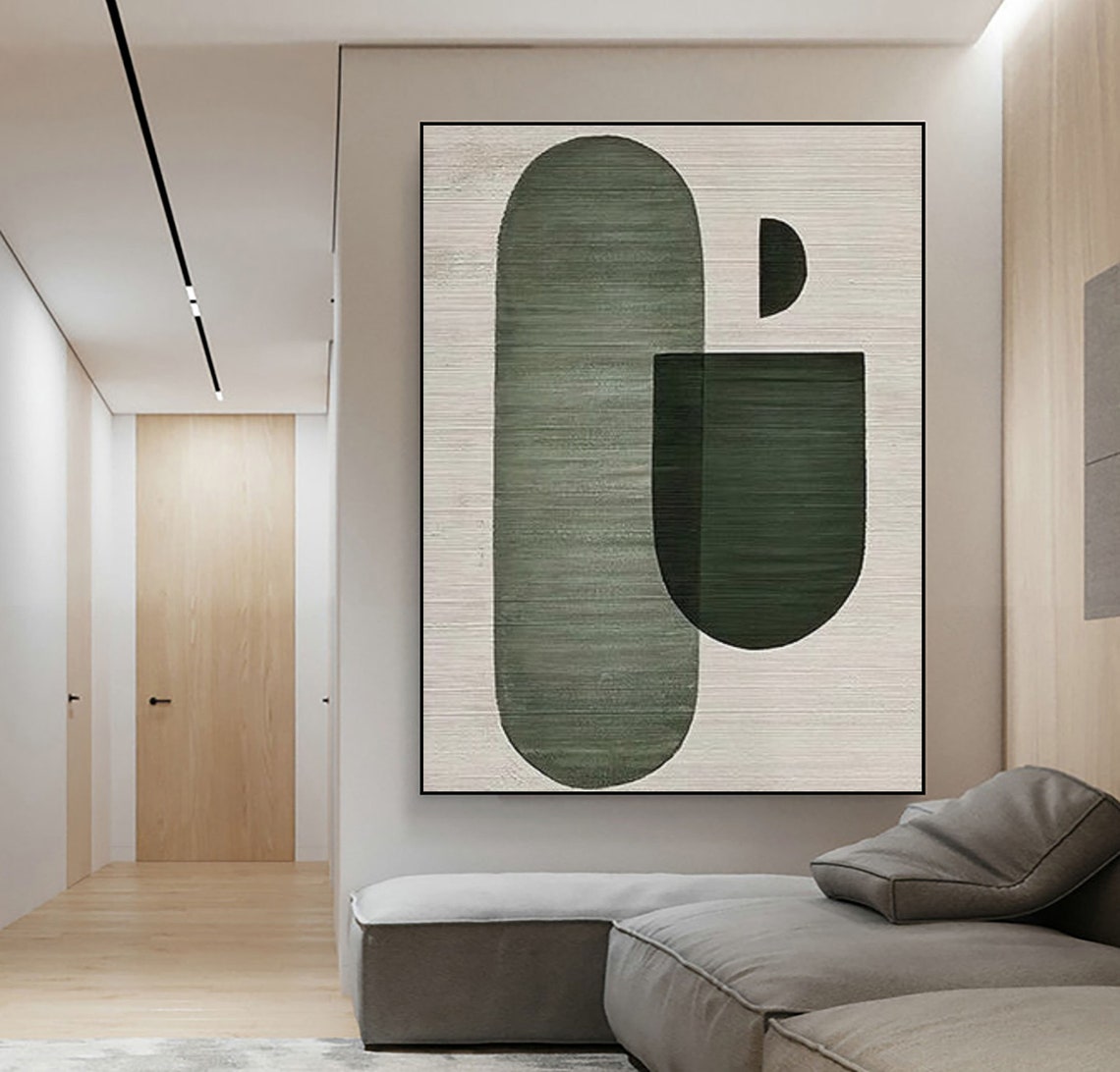 Sage Green Capsule Shapes Minimalist Abstract Art Wall Poster - Image 2