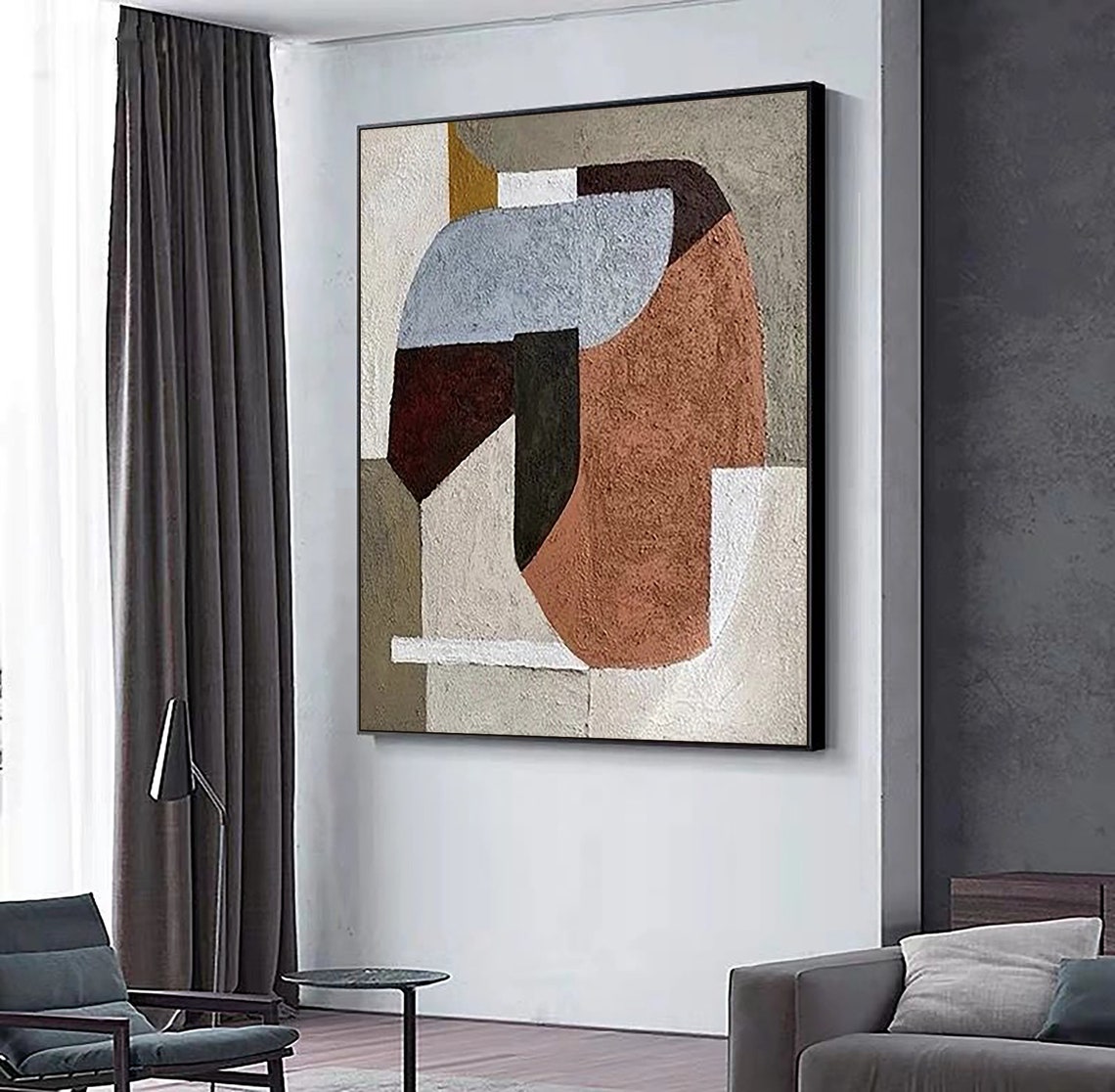 Wabi Sabi Minimalist Wall Art Abstract Oil Painting On Boho Textured Wall Art Painting Neutral Wall Decor Entrance Wall Art Decor - Image 5