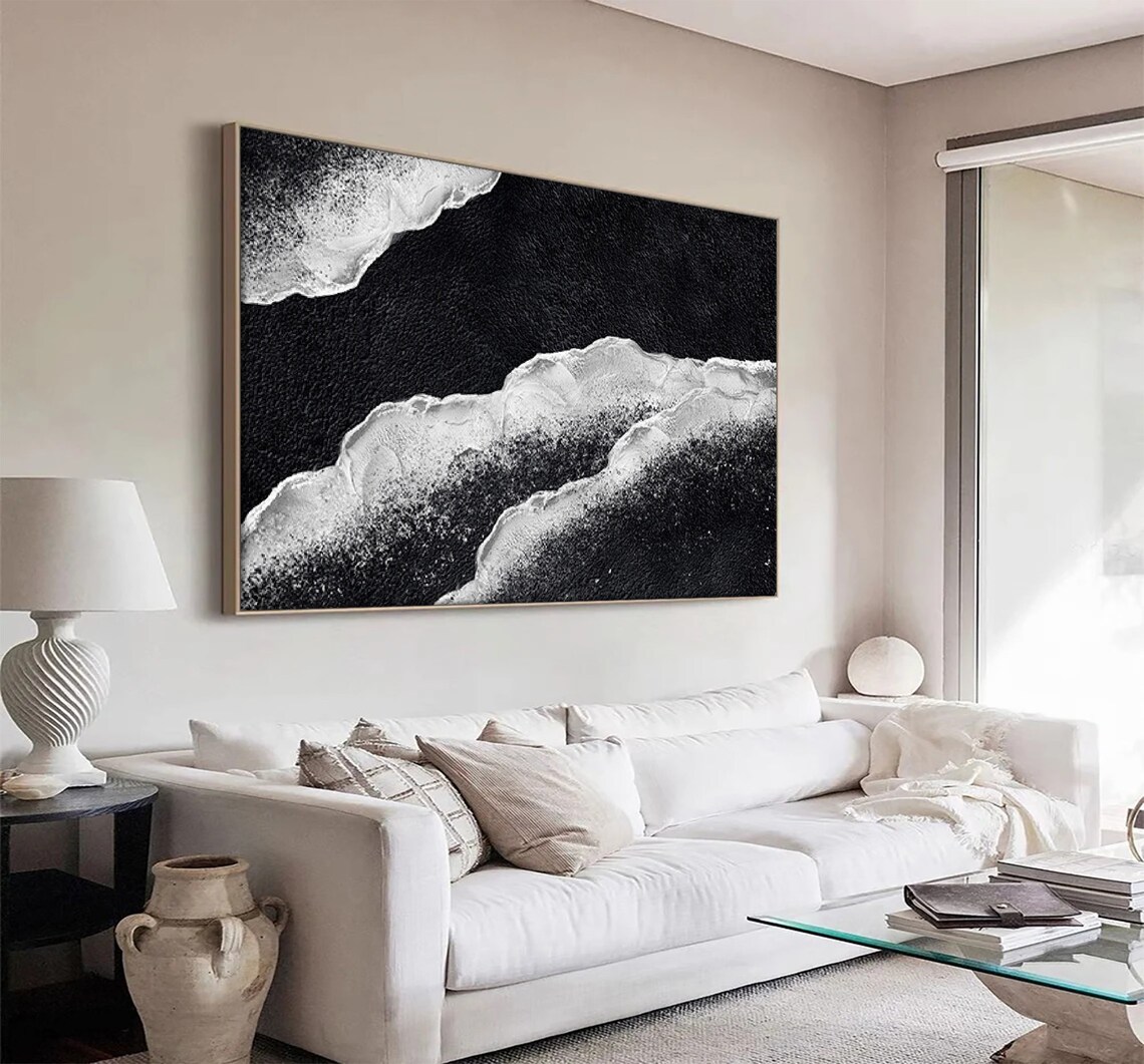 Black White Textured Wall Art Black White Abstract Art Black White Painting Black White Wall Art Black White 3d Textured Wall Art - Image 4