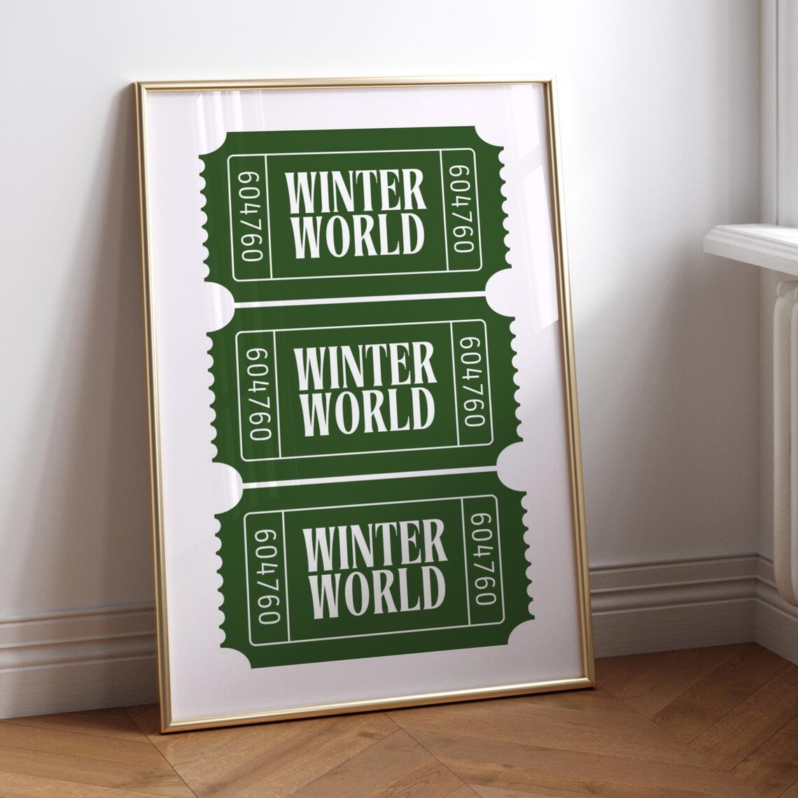 Winter World Green Retro Ticket Stubs Holiday Party Decor Poster - Image 5