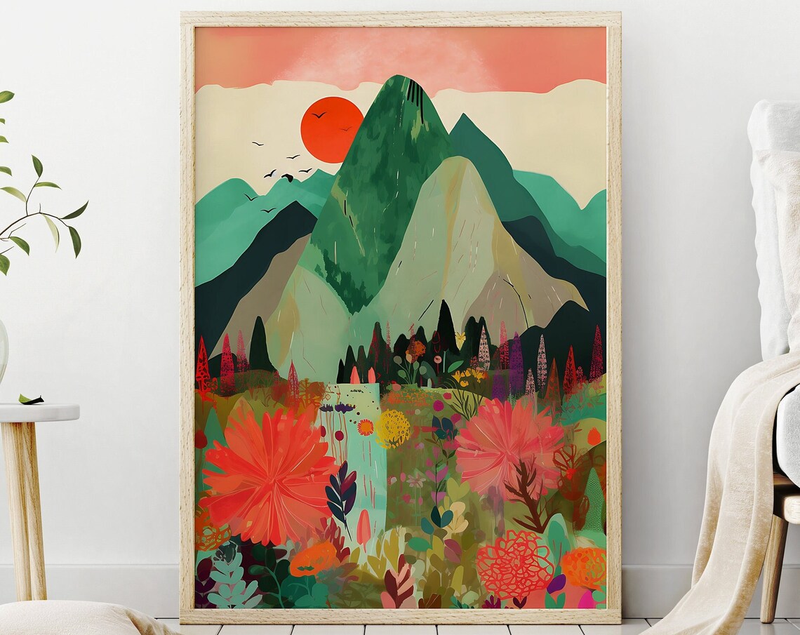 Abstract Mountain Wall Art, Scenery Art Print