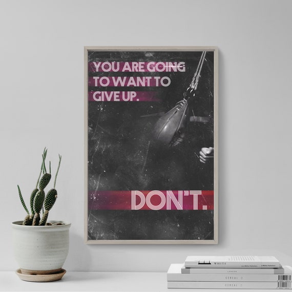 Boxing Motivational Dont Give Up Art Print Photo Poster Gift Home Wall Decor Boxer Ring Poem Mma