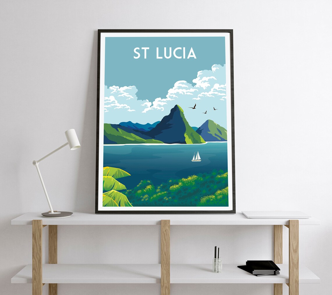 St Lucia Retro Travel Poster, Travel Wall Art - Image 2