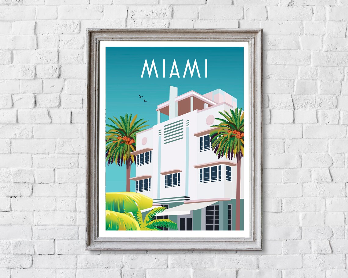 Miami Retro Travel Poster, City Wall Art Print - Image 2