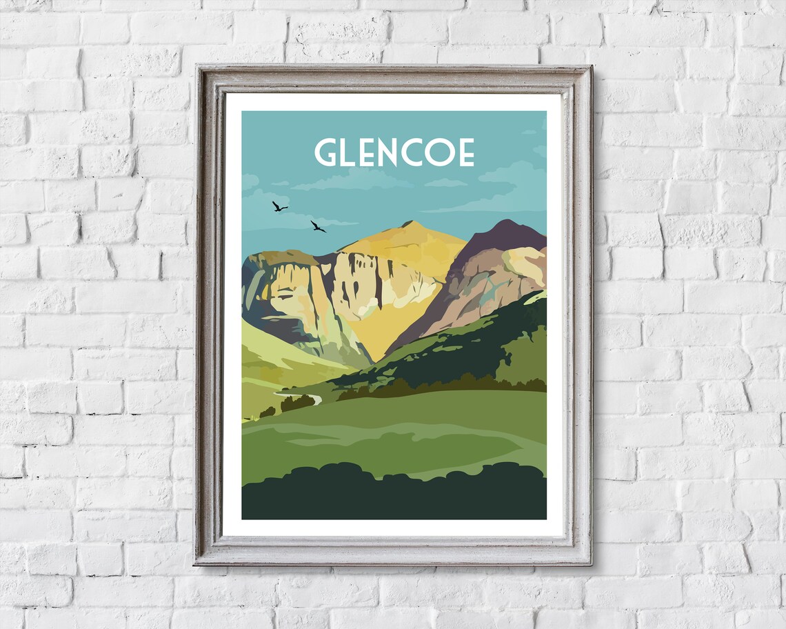 Glencoe Travel Poster, Scotland Landscape Print - Image 2