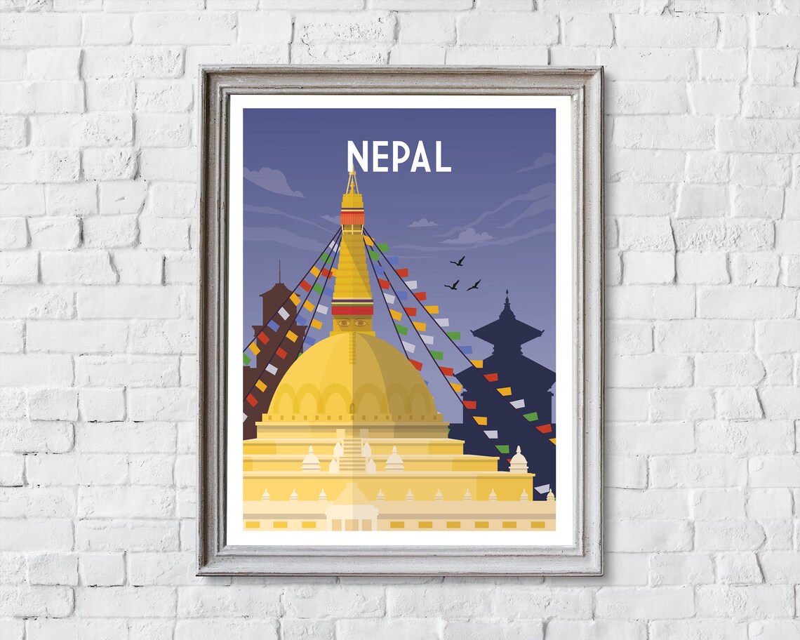 Nepal Kathmandu Retro Travel Poster, Himalayas - Image 2
