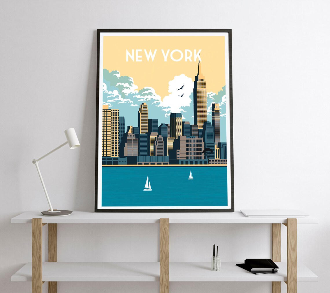 New York Retro Travel Poster, New York Travel Print - Image 2