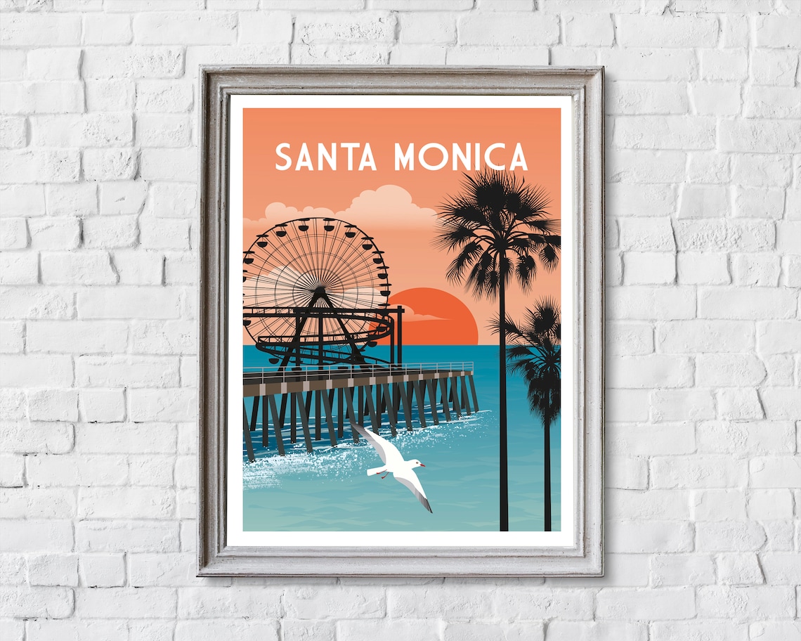 Santa Monica Travel Poster, California Wall Art - Image 2