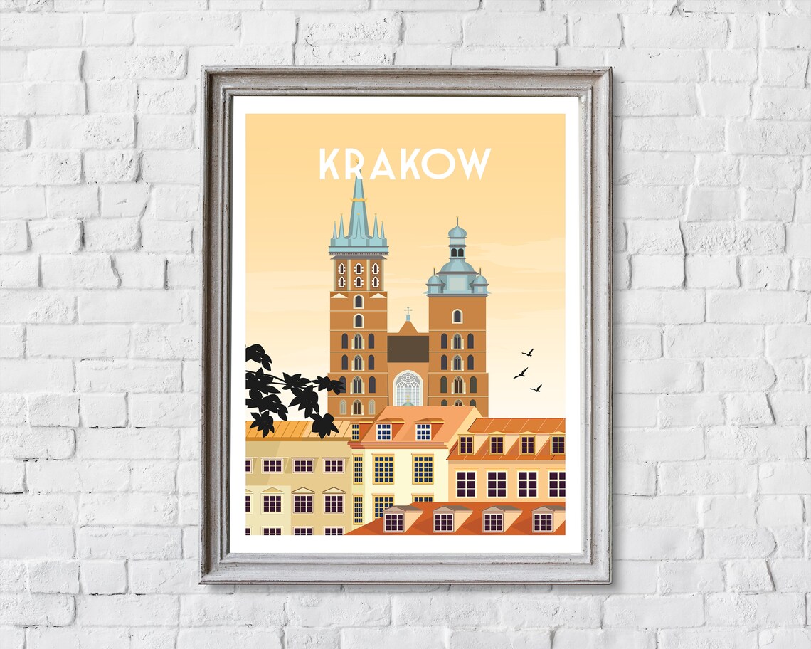 Krakow Retro Travel Poster, Poland Wall Art Print - Image 2