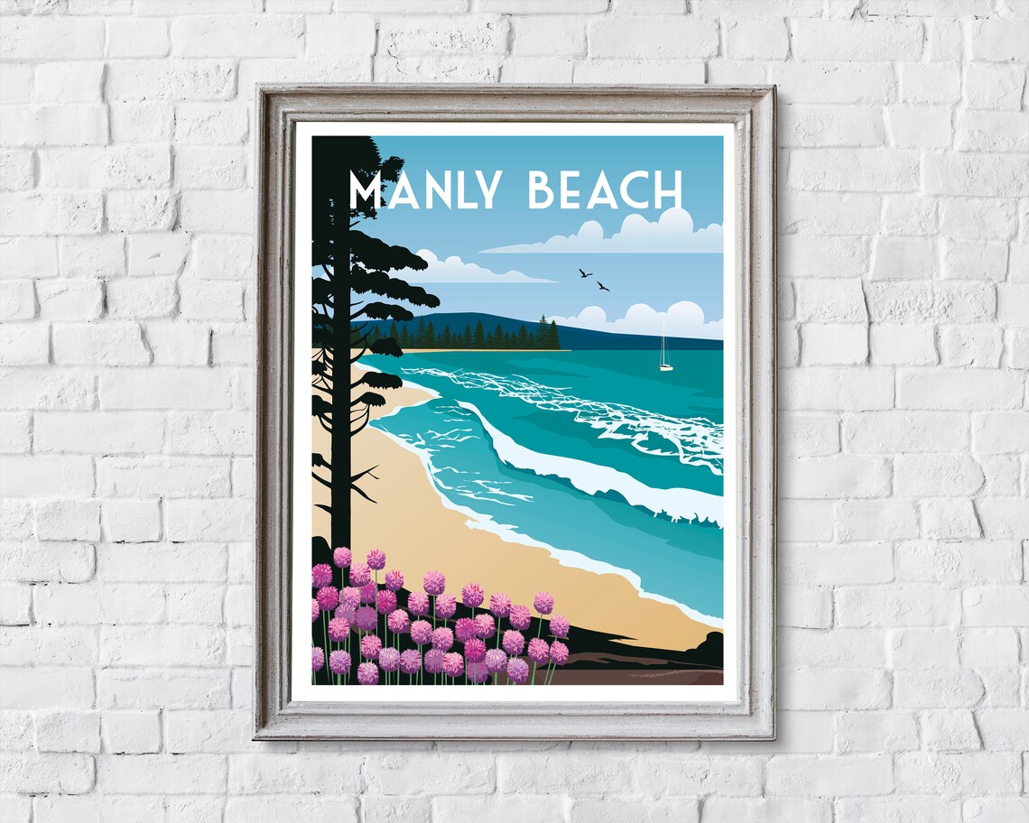 Manly Beach Australia Travel Poster, Beach Art Print - Image 2