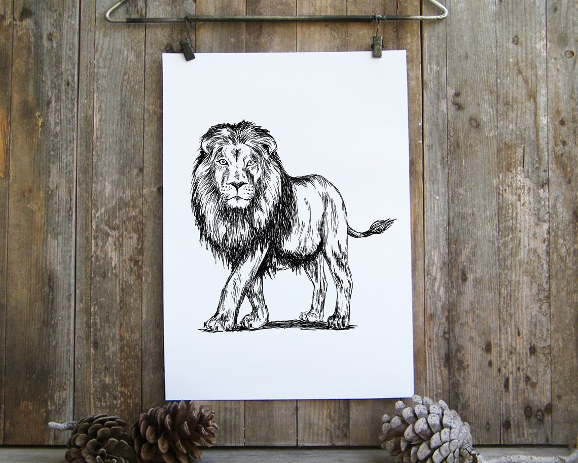 Lion Nursery Art Print, Woodland Animal Decor