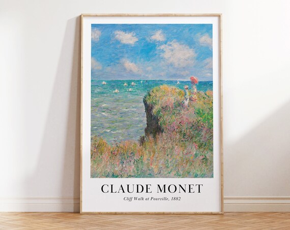 Claude Monet Art Print The Cliff Walk At Pourville Print Vintage Oil Paintings Garden Print Impressionist Art Antique Painting