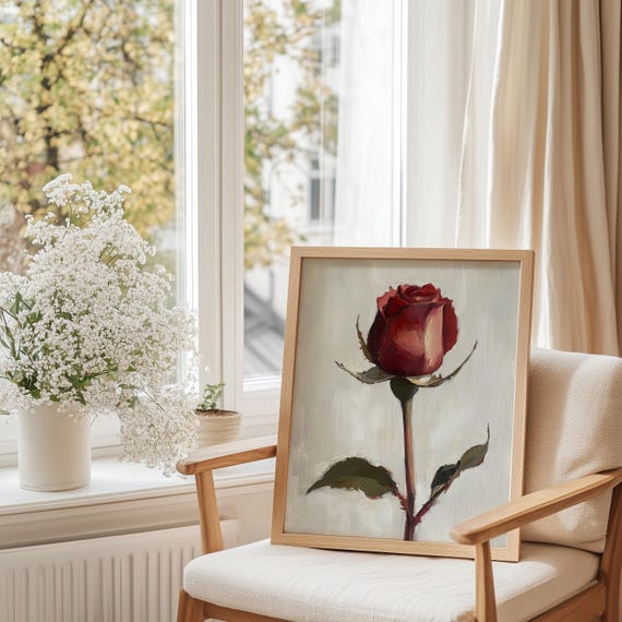 Rustic Valentines Day Print Red Rose Valentines Day Wall Art Trendy Valentines Day Moody Valentines Prints