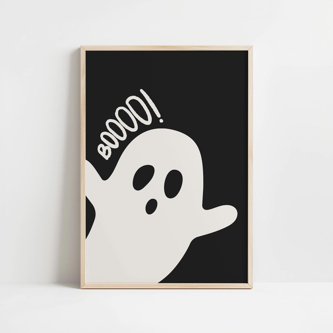 Boooo Ghost Cute Retro Black Spooky Halloween Nursery Art Poster - Image 4