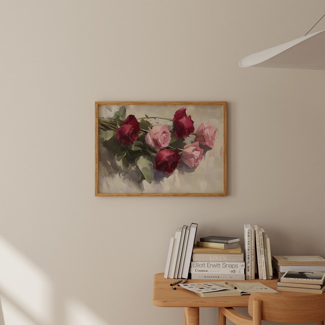 Red Pink Roses Oil Painting Romantic Floral Bouquet Art Poster - Image 6