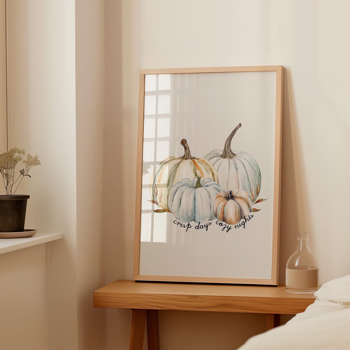 Crisp Days Cozy Nights Watercolor Pumpkins Fall Decor Poster - Image 4