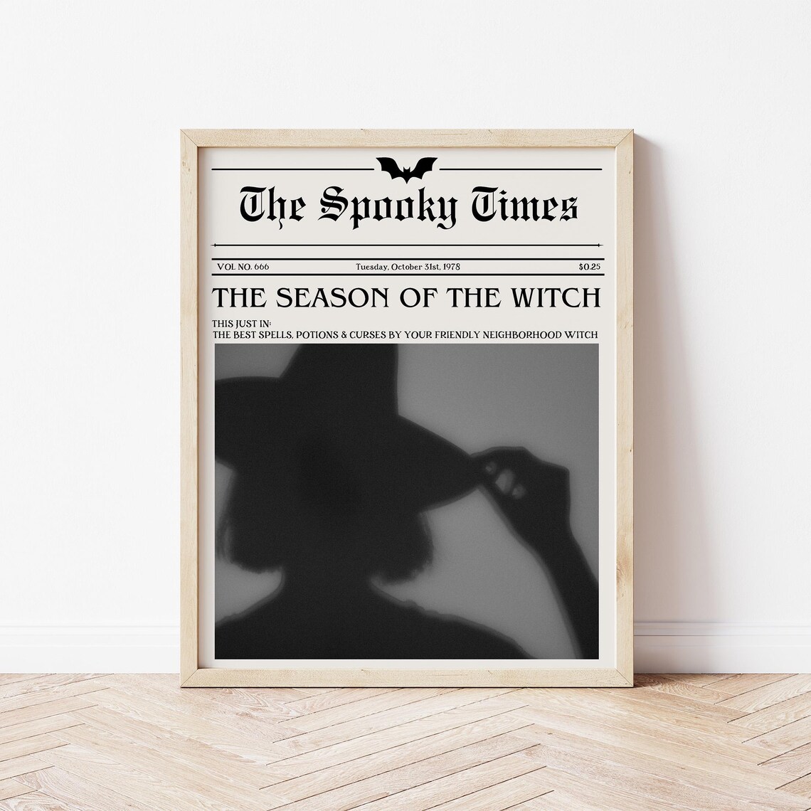 The Spooky Times Vintage Halloween Newspaper Witch Art Poster - Image 4