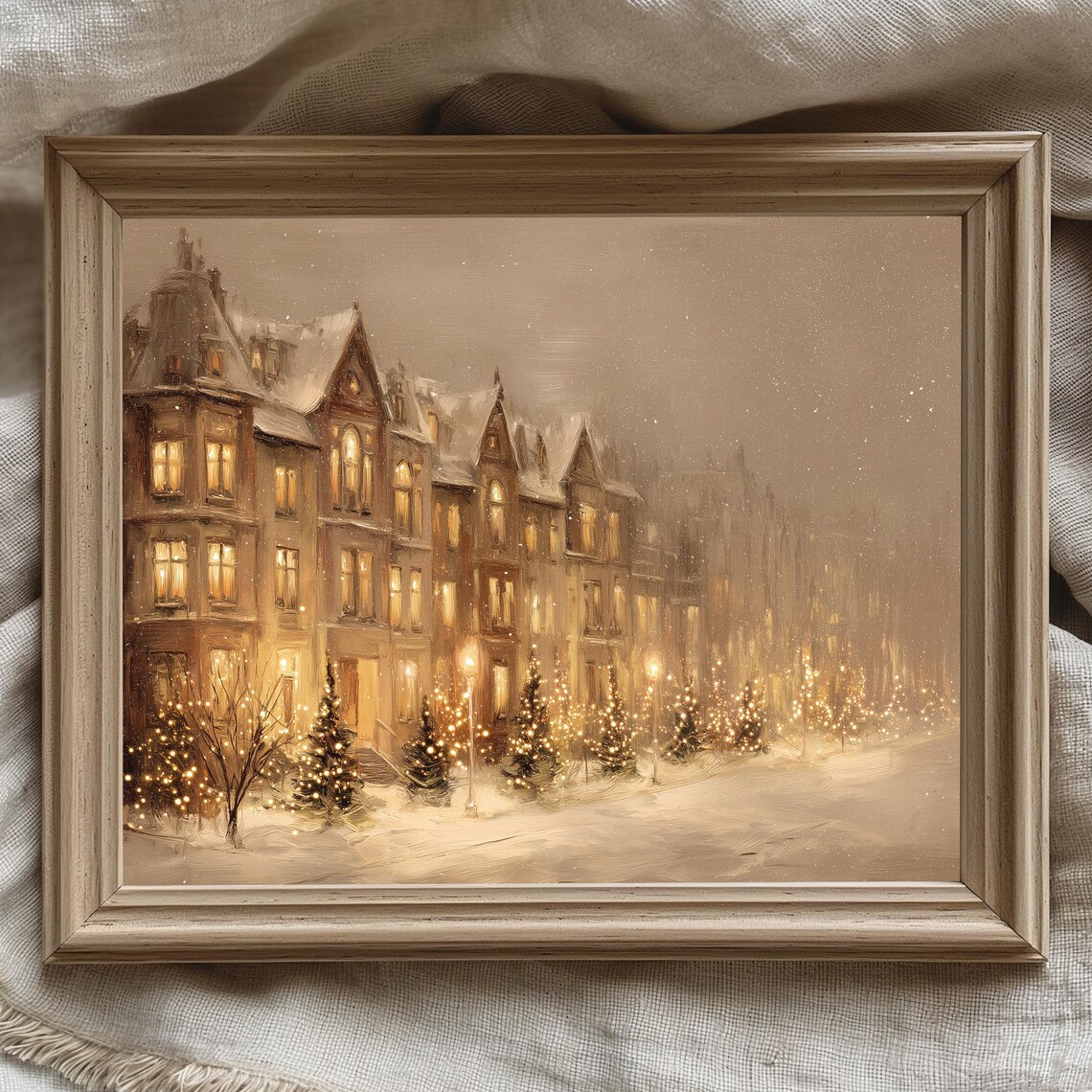 Vintage Christmas Street Scene Art Print