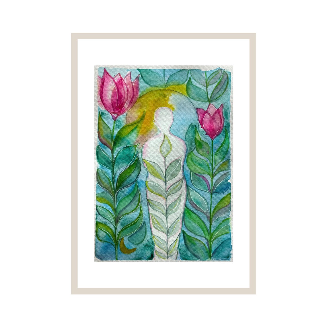 Spiritual Awakening Watercolor Print Botanical Silhouette Christian Wall Art