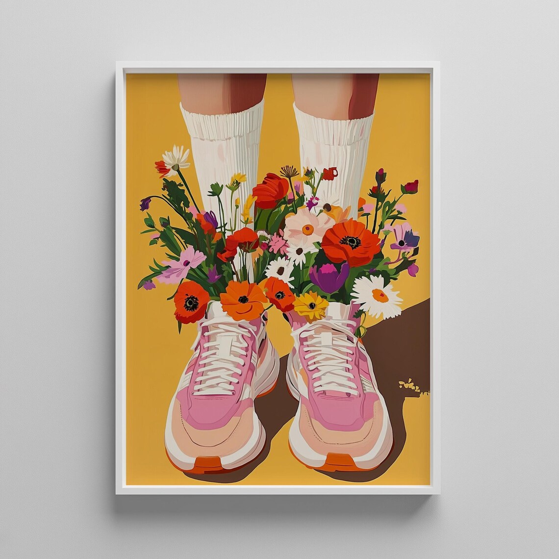 Floral Sneaker Retro Girl Power Art Print