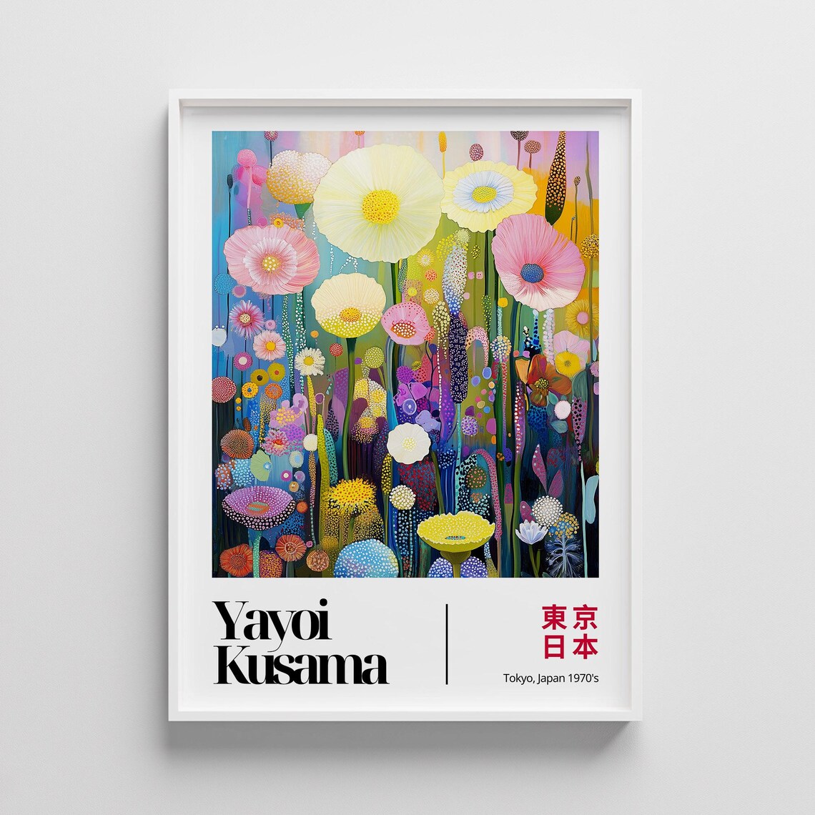 Yayoi Kusama Wildflower Meadow Colorful Japanese Floral Art Poster